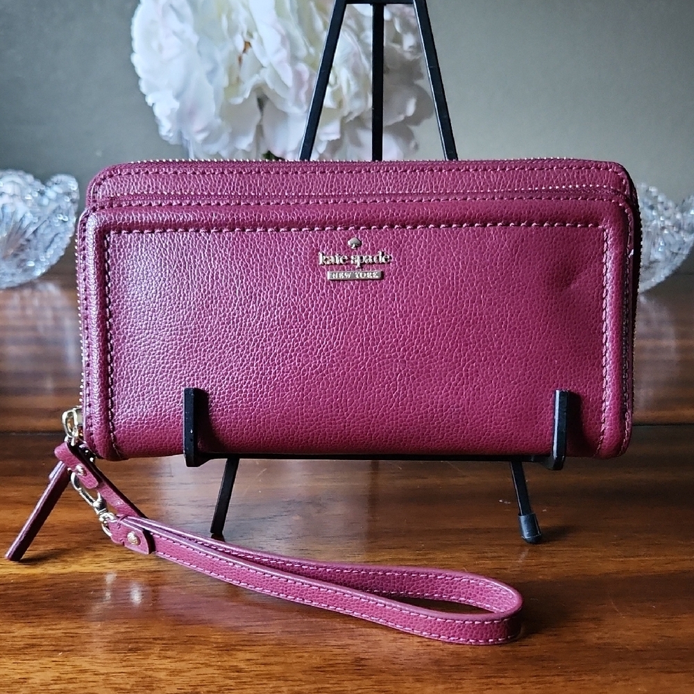 Kate Spade Anita Patterson Drive Leather Double Zip Around Wristlet Wallet